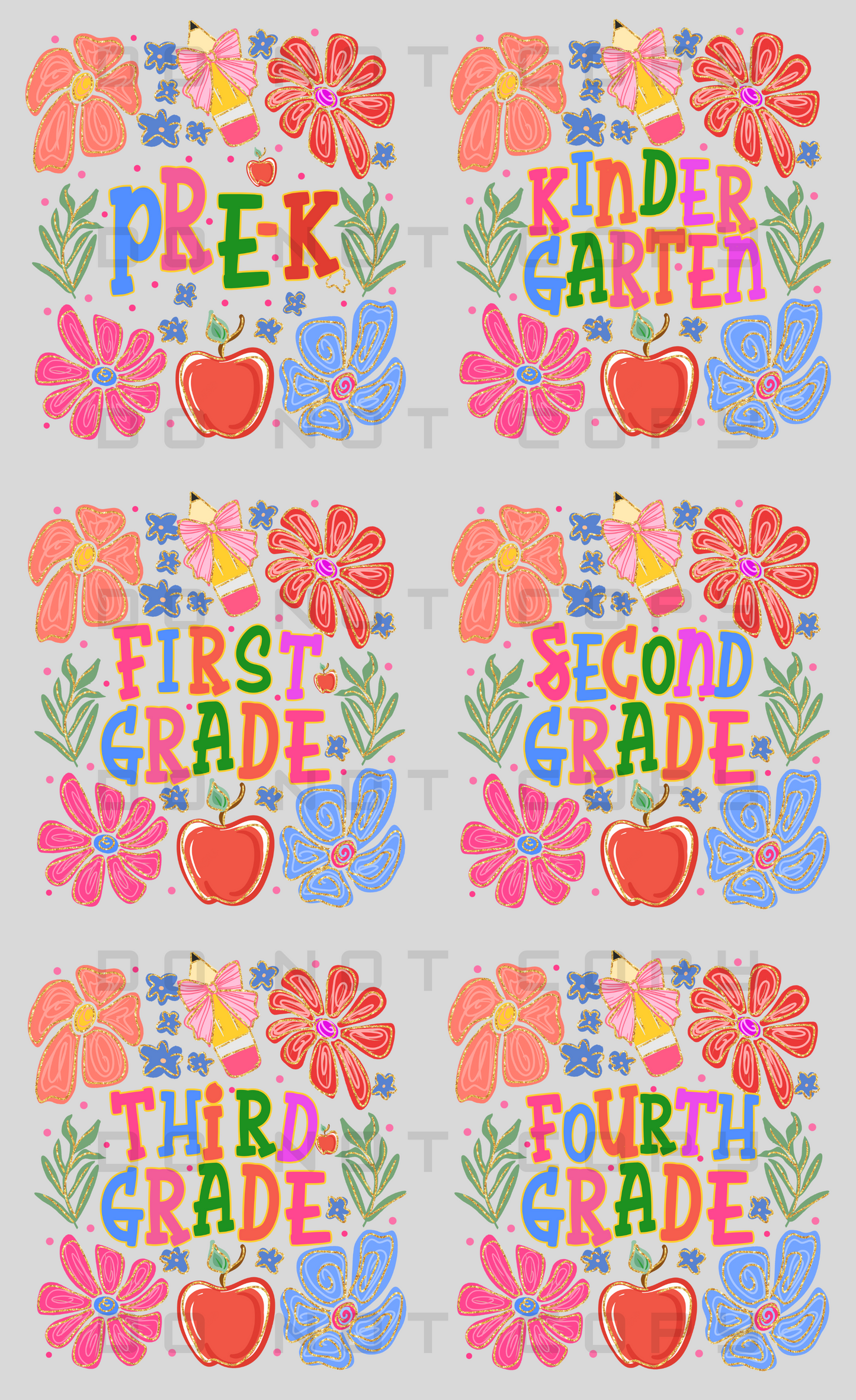 Back To School Pre-Made Gang Sheet