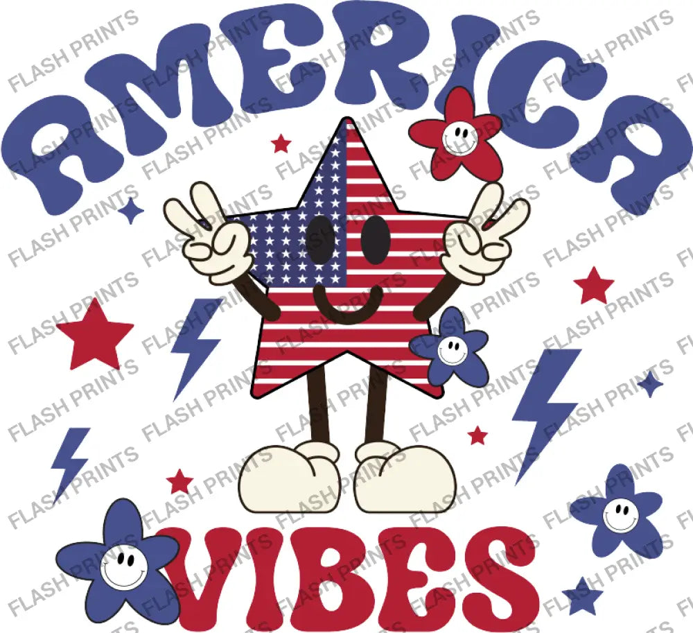 America Vibes Star-Spangled Smiley - Adult