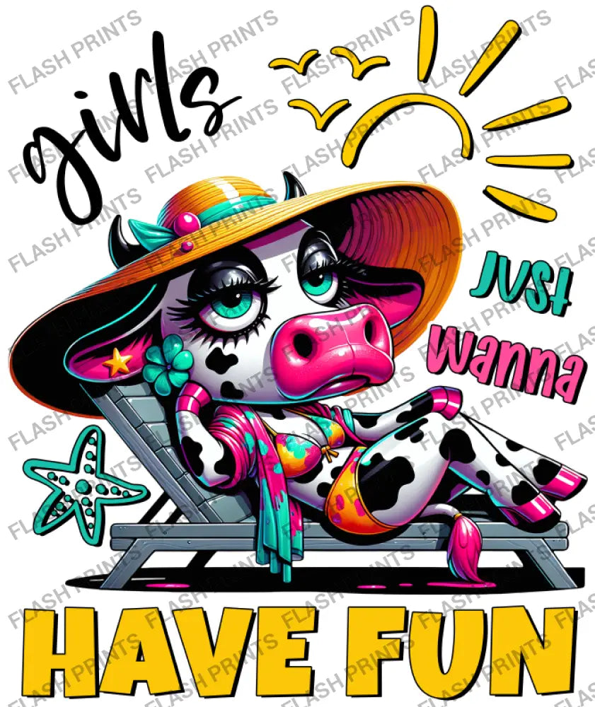 Girls Just Wanna Have Fun Funny Cow - Adult