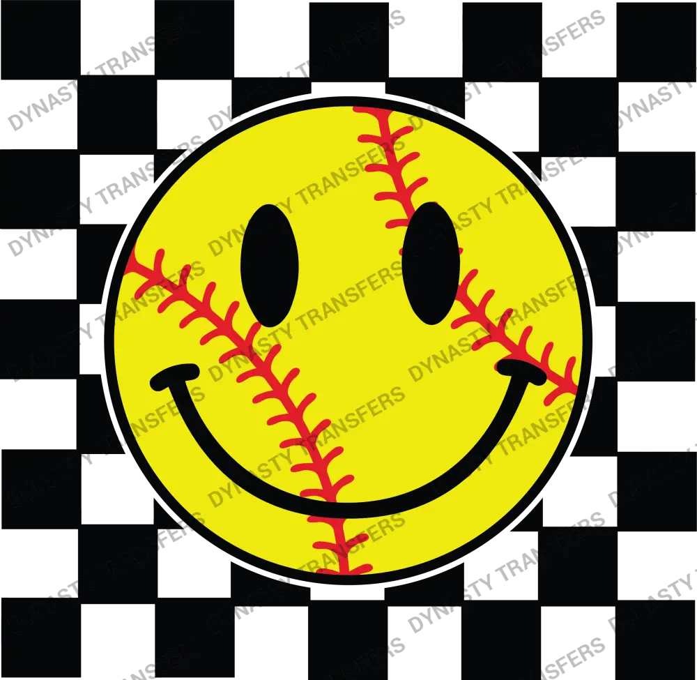 Softball Retro Smiley Face