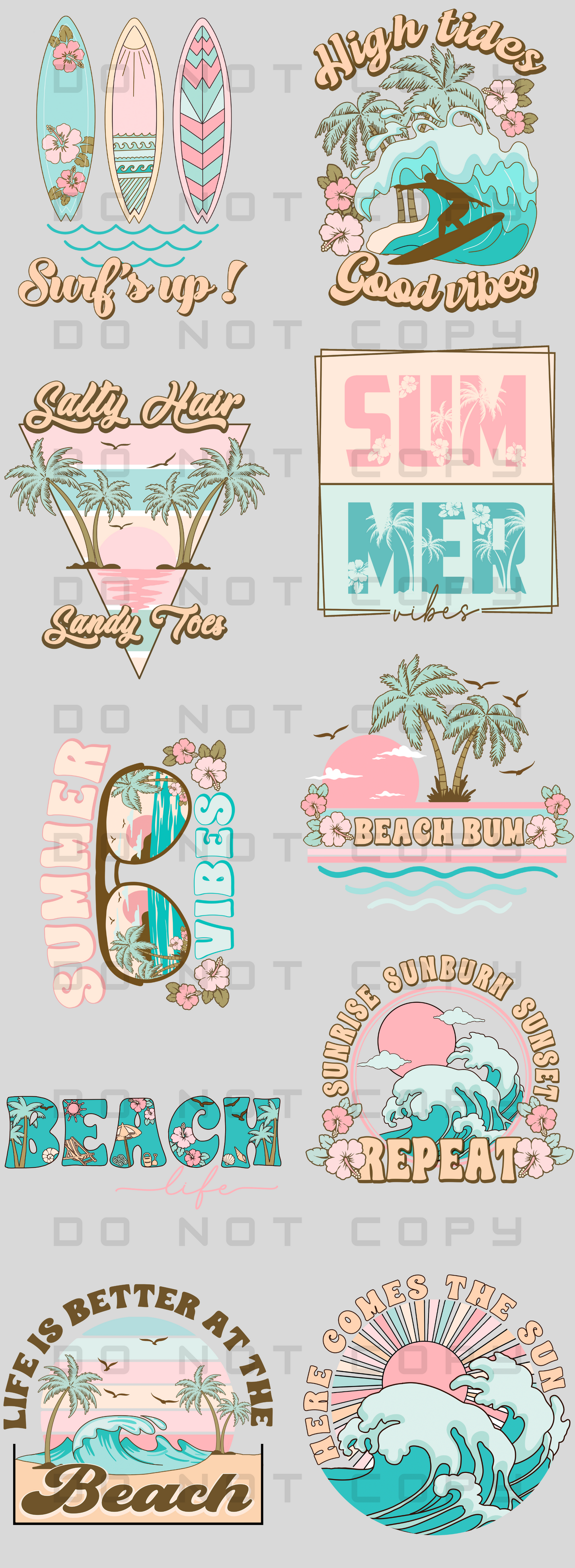 Vintage Beach Pre-Made Gang Sheet