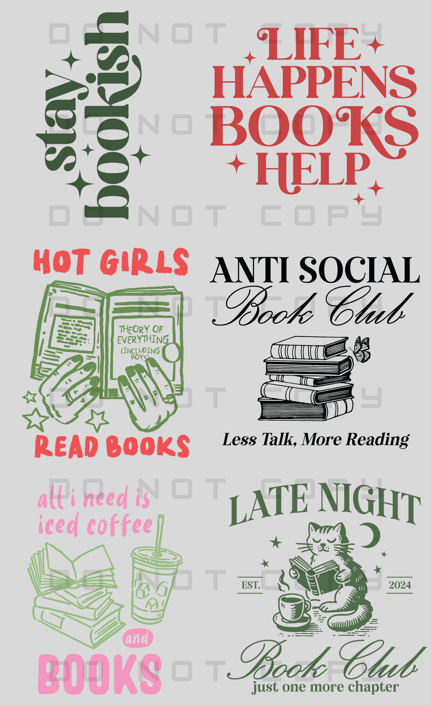 Book Club Pre-Made Gang Sheet