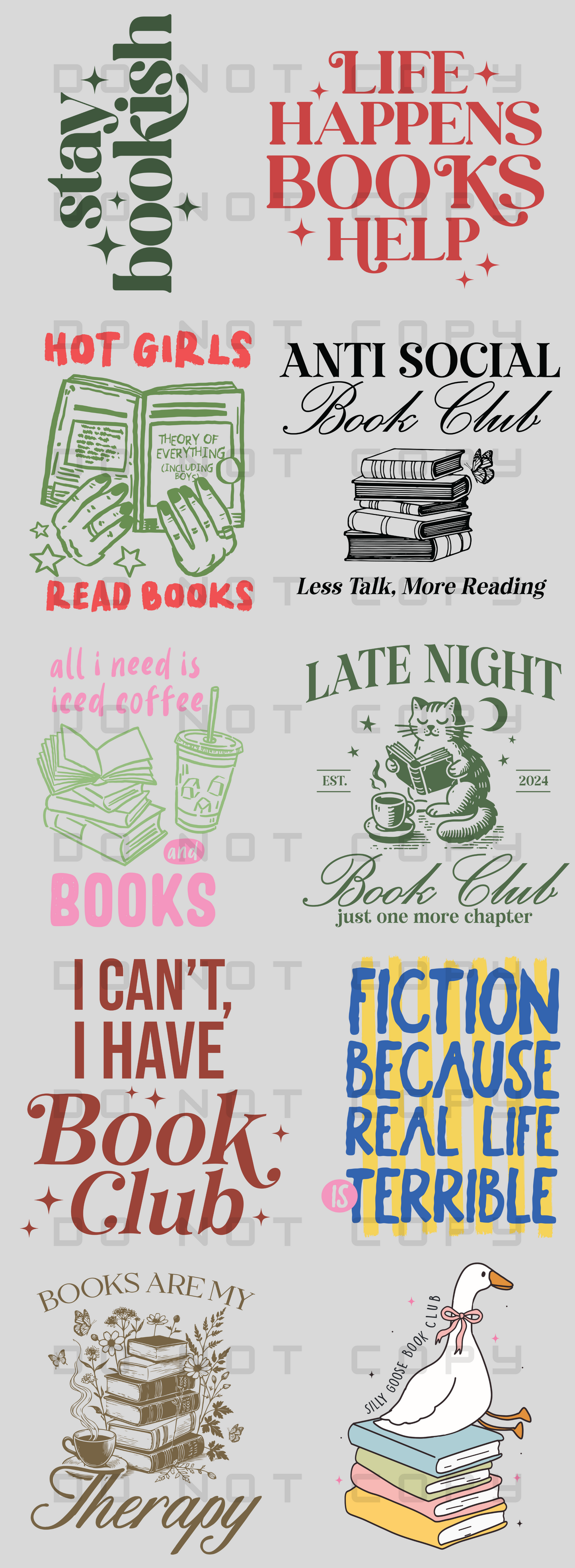 Book Club Pre-Made Gang Sheet
