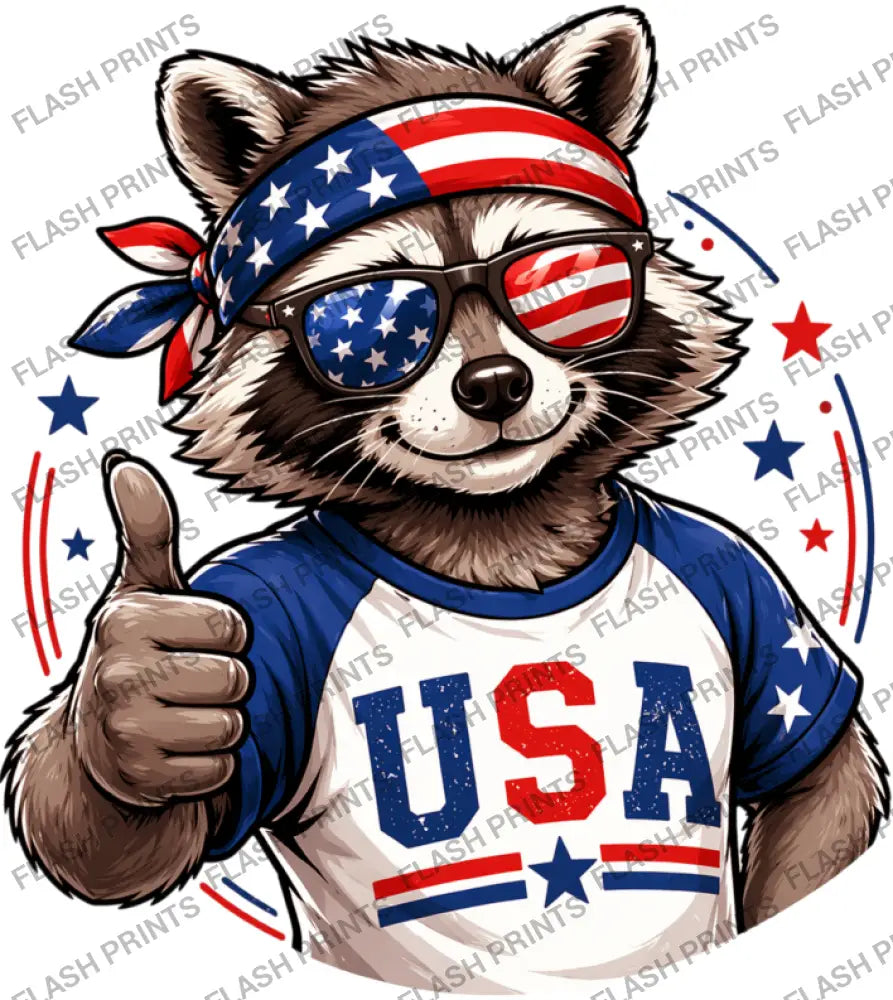 Patriotic Raccoon Thumbs Up - Adult