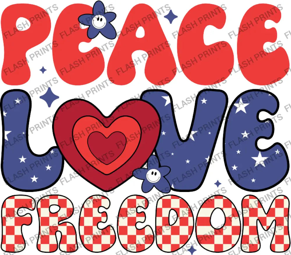 Peace Love Freedom Retro Bloom - Adult