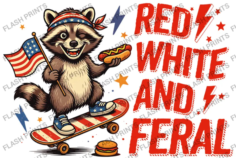 Red White & Feral Raccoon - Adult